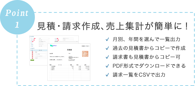 POINT1 見積・請求作成、売上集計・原価集計が簡単に！
